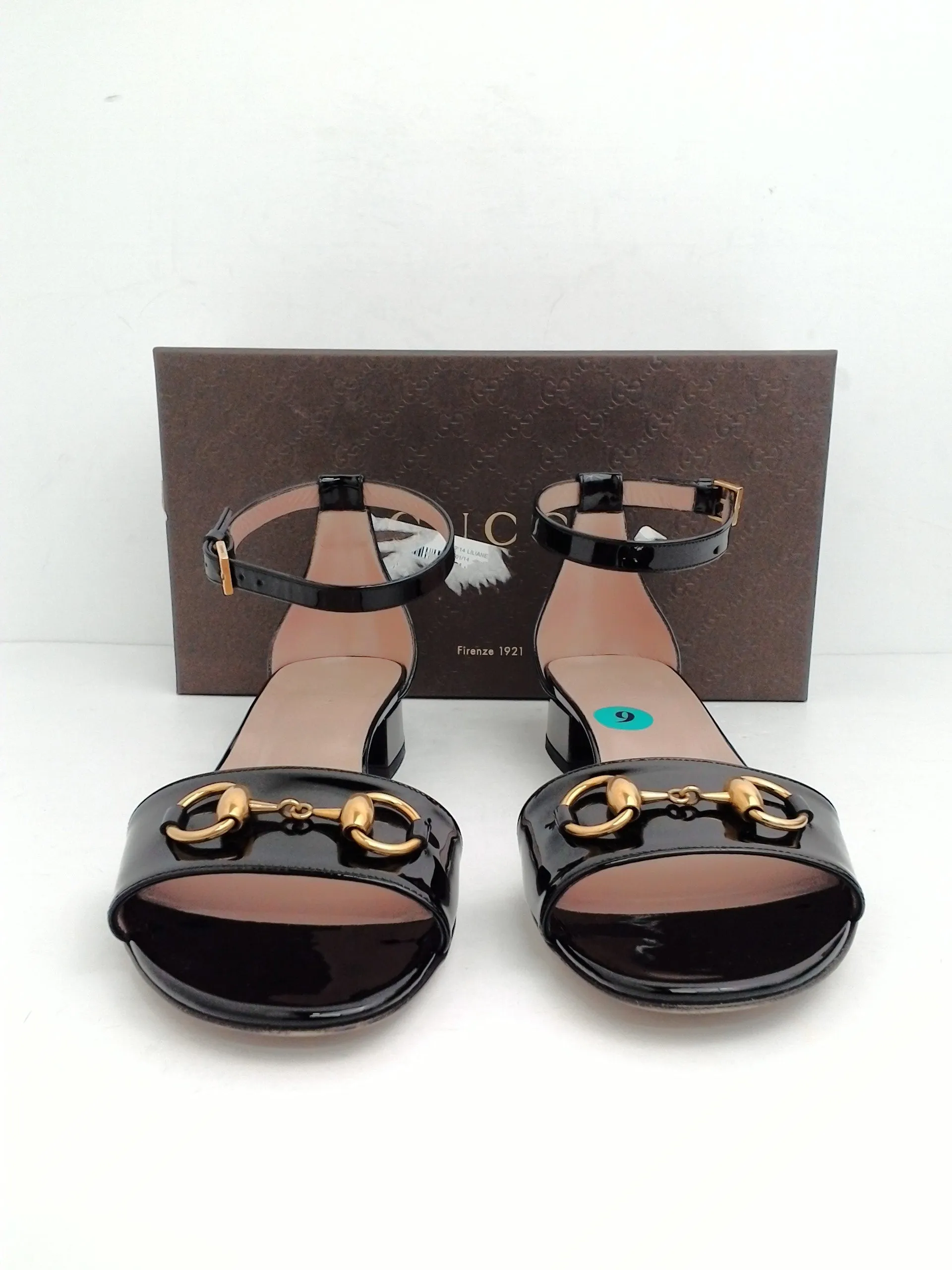Gucci Women's Sandalo Pelle Suola Cuoro Vernice Black Leather Size 39