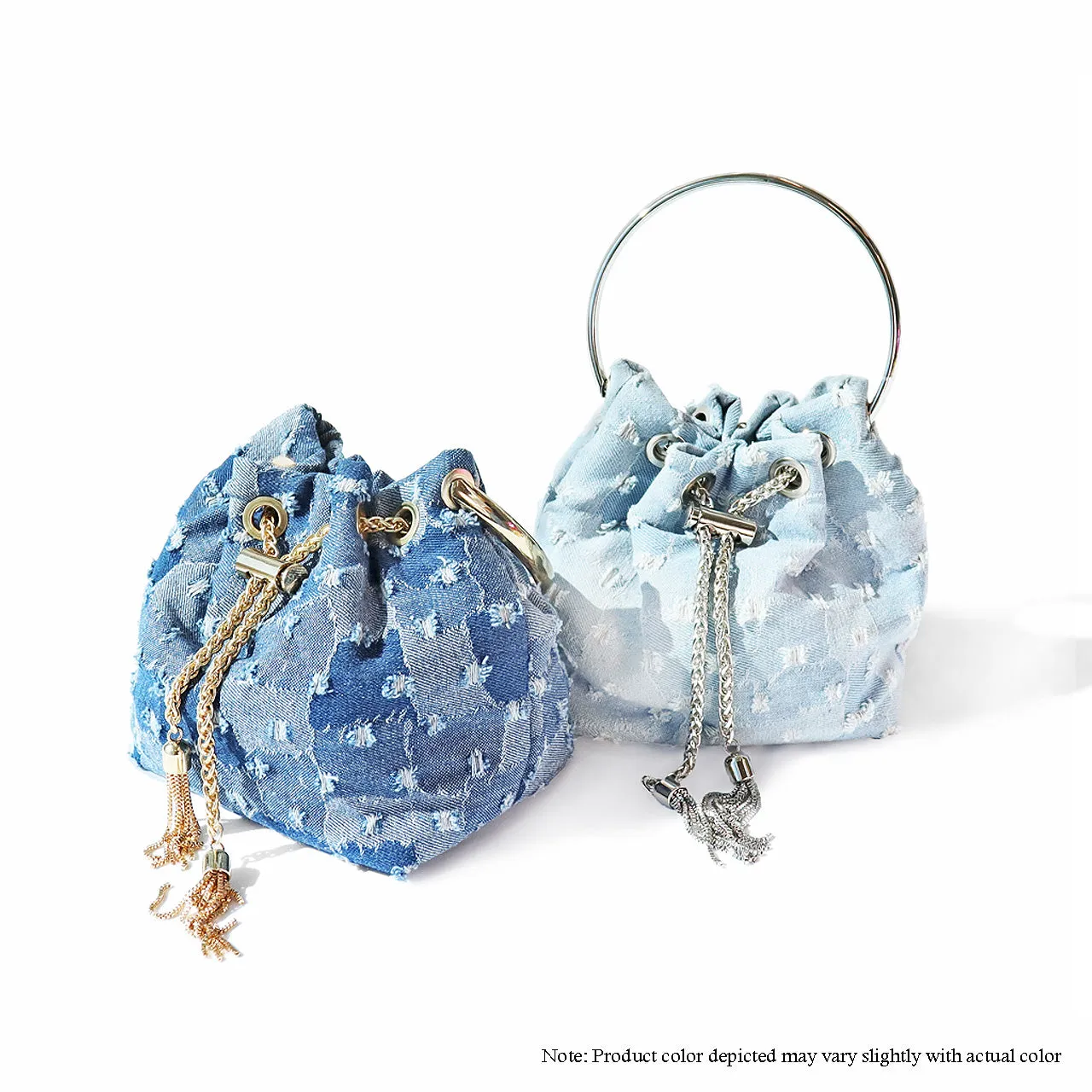H-PARIS-D DENIM BAG WITH CRYSTAL HANDLE