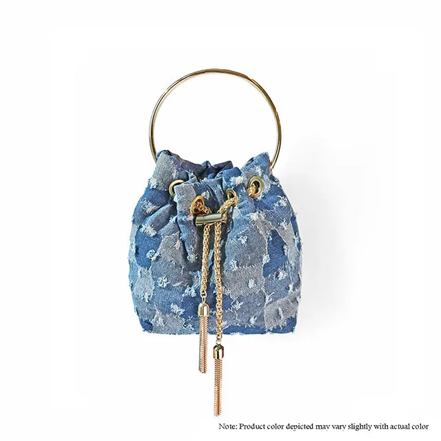 H-PARIS-D DENIM BAG WITH CRYSTAL HANDLE