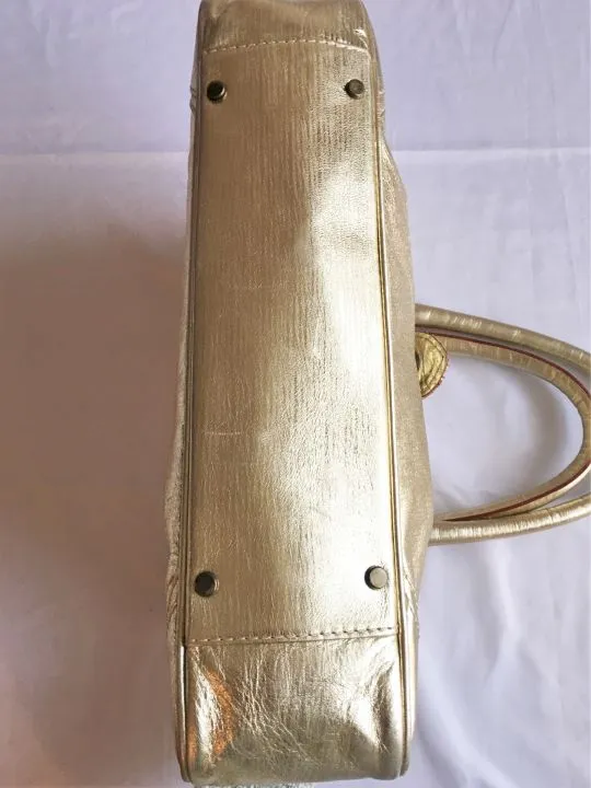Helen Welsh Gold Leather Shoulder Bag