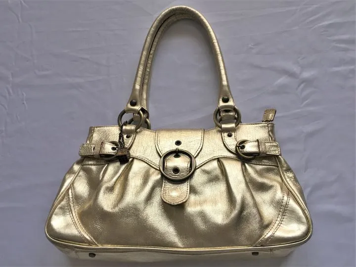 Helen Welsh Gold Leather Shoulder Bag