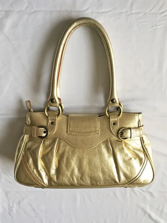 Helen Welsh Gold Leather Shoulder Bag