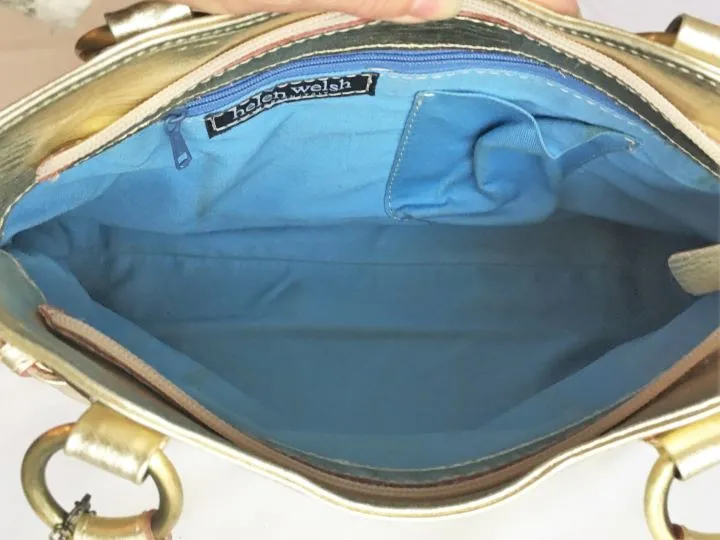 Helen Welsh Gold Leather Shoulder Bag