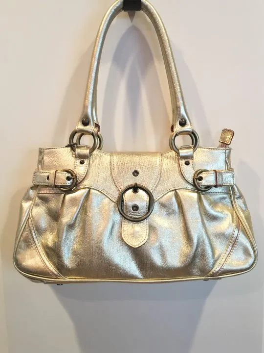 Helen Welsh Gold Leather Shoulder Bag