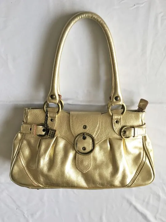 Helen Welsh Gold Leather Shoulder Bag
