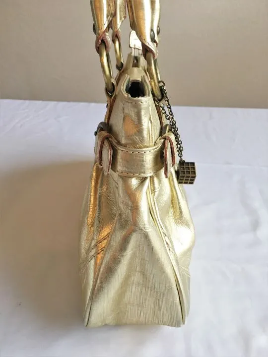 Helen Welsh Gold Leather Shoulder Bag