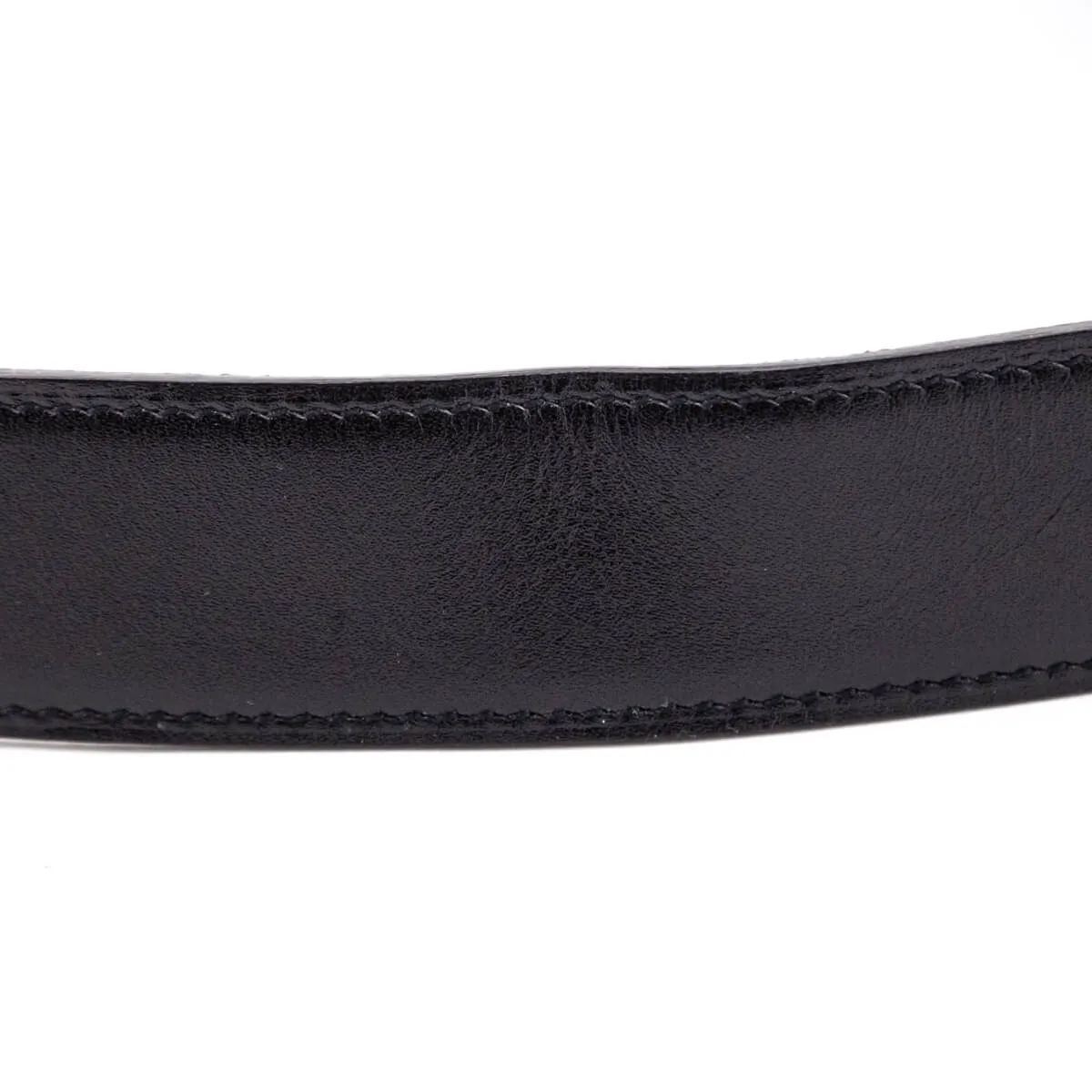 Hermes Black & Chocolate Leather H Buckle Reversible Belt Size M