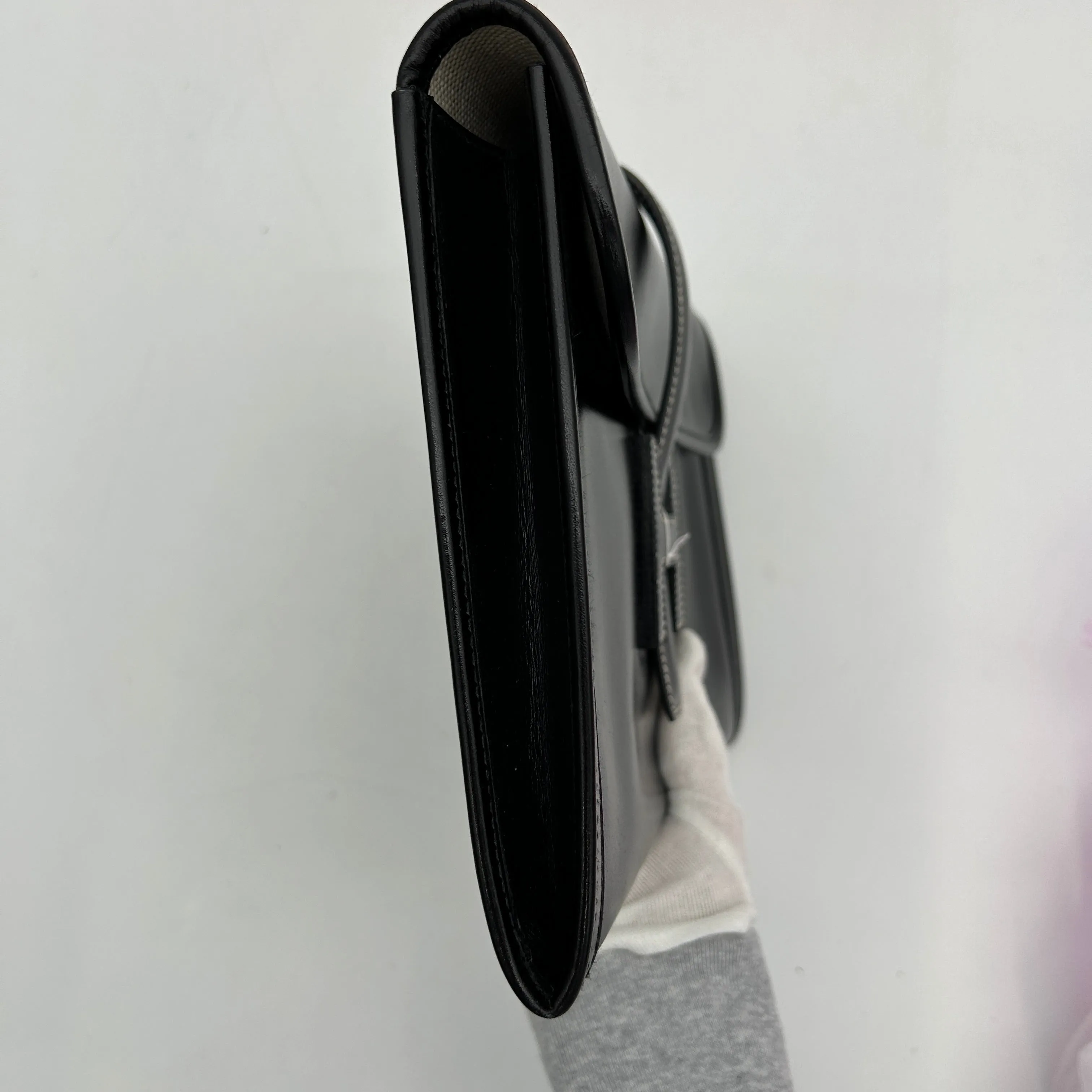Hermes Box Calf Jige PM Black Clutch