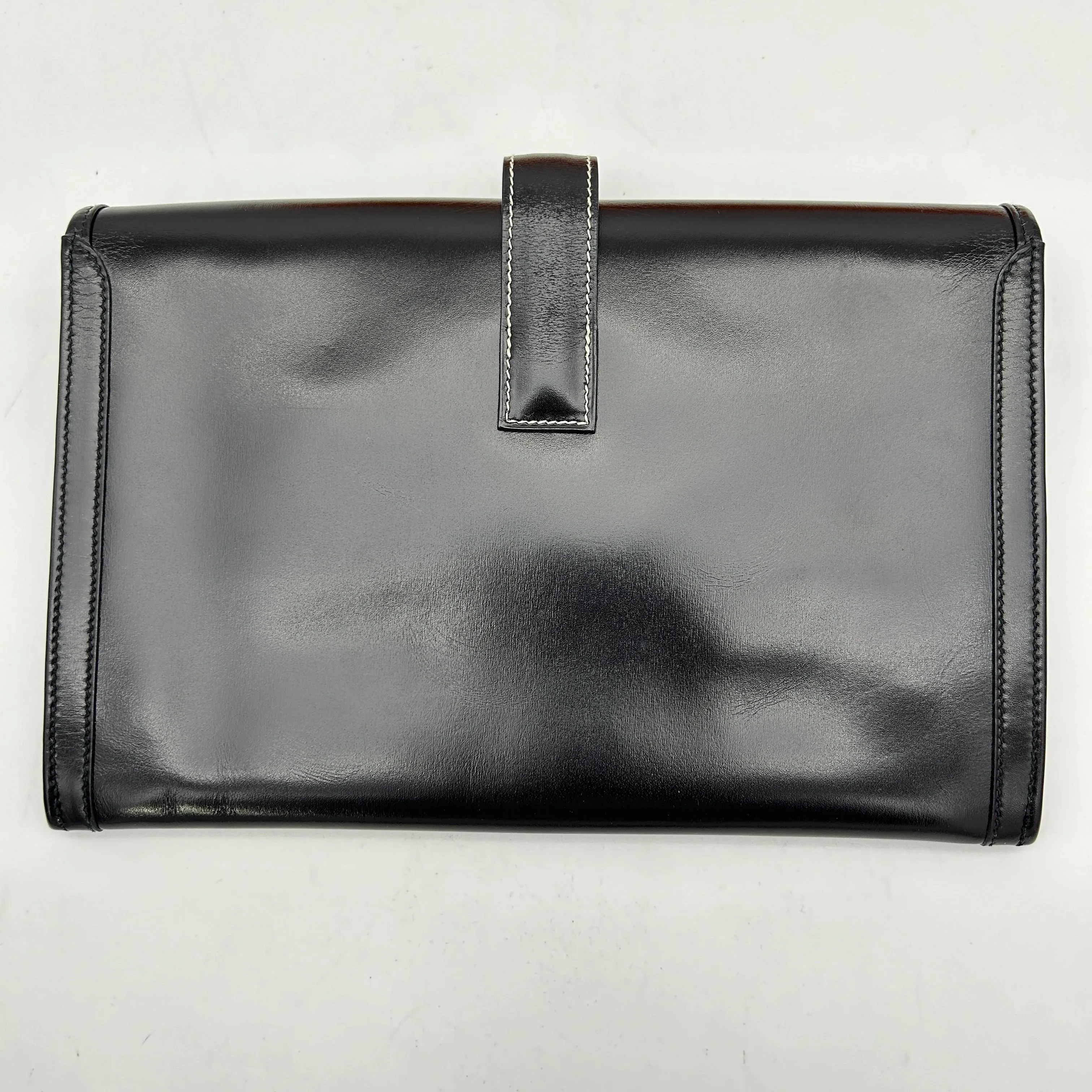 Hermes Box Calf Jige PM Black Clutch