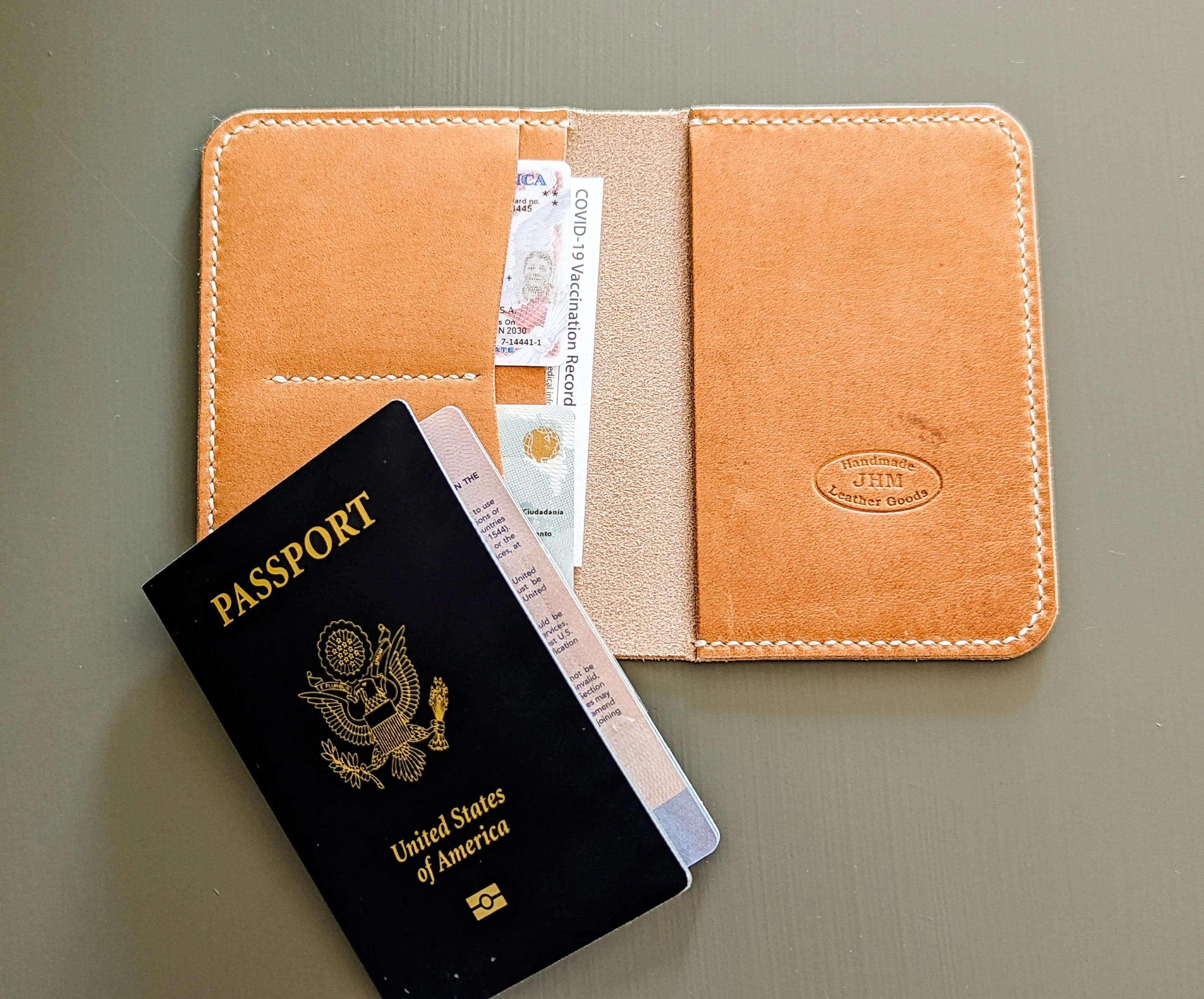 Horween Natural Dublin  Leather Passport Cover