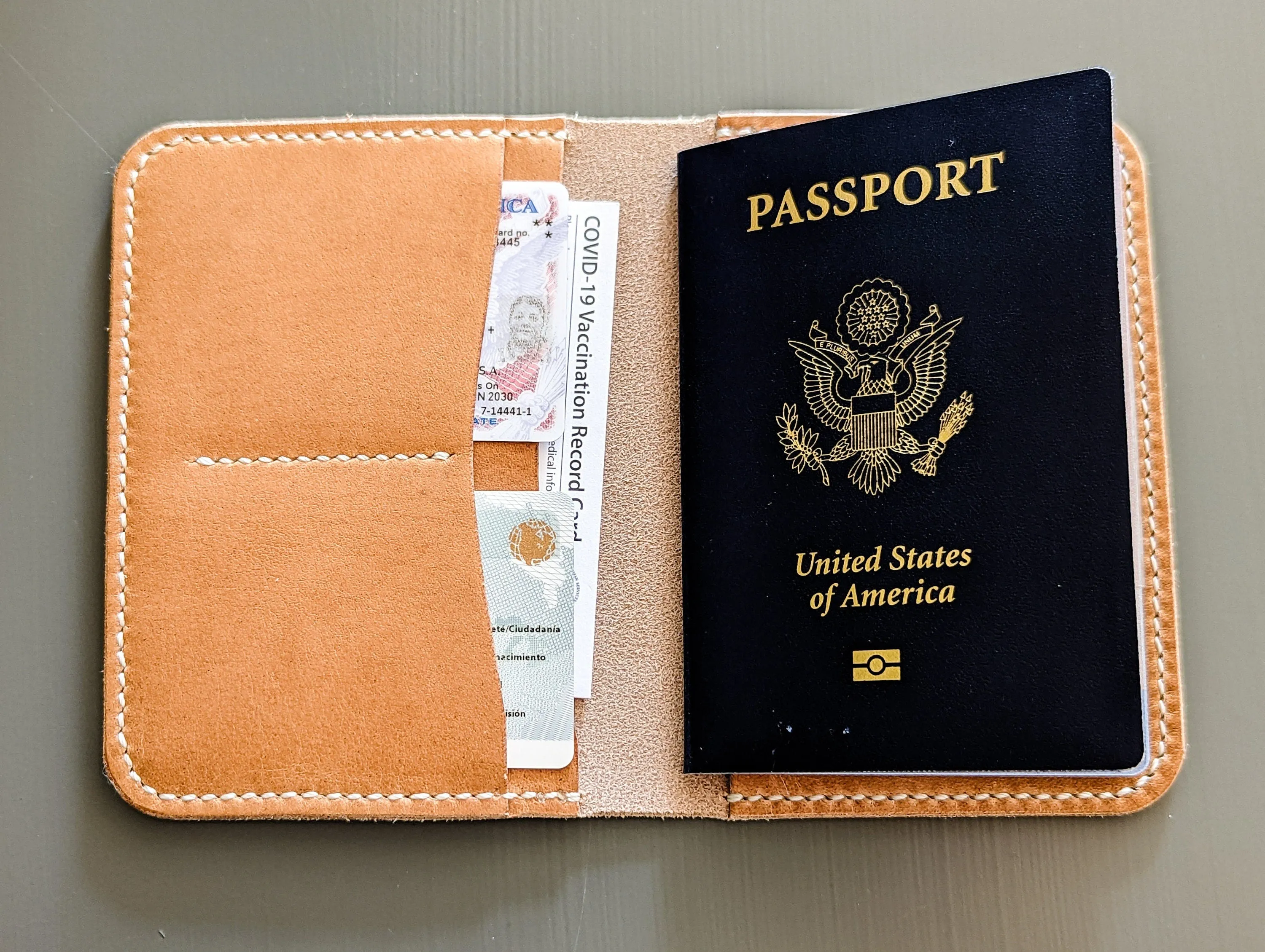 Horween Natural Dublin  Leather Passport Cover