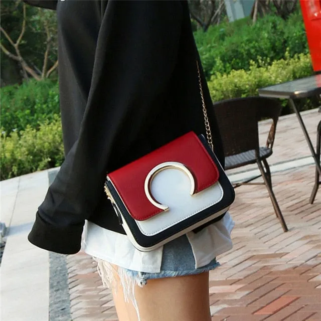 hot women's fashion ring decoration patchwork crossbody shoulder bags 2018 new design ladies women's purses and hand bags