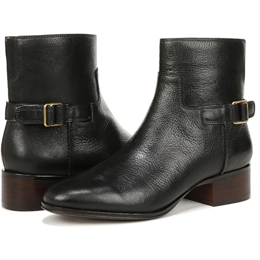 Joanne Black Leather Franco Sarto Ankle Boots
