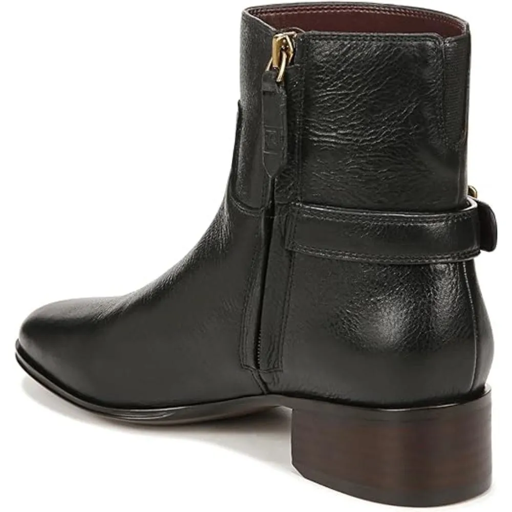 Joanne Black Leather Franco Sarto Ankle Boots