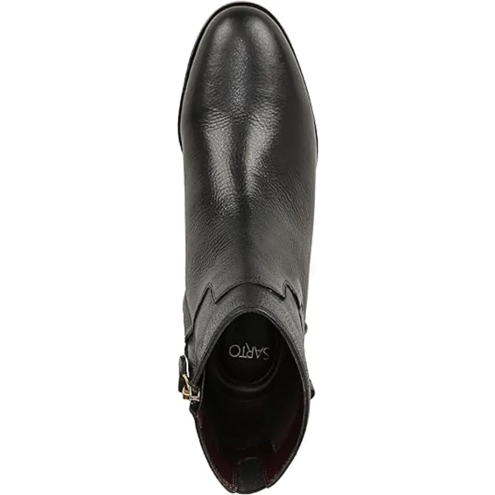 Joanne Black Leather Franco Sarto Ankle Boots