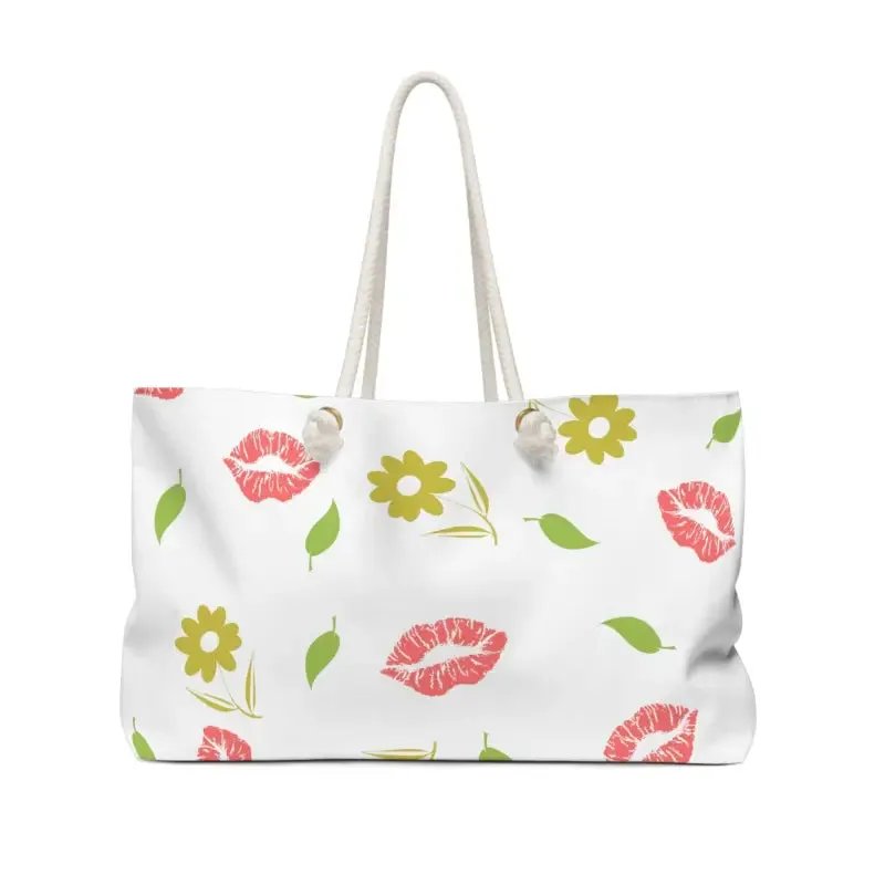 Kisses and Flowers Polyester Weekender Tote