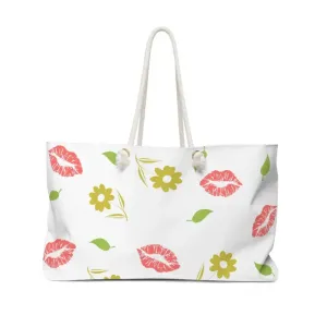 Kisses and Flowers Polyester Weekender Tote
