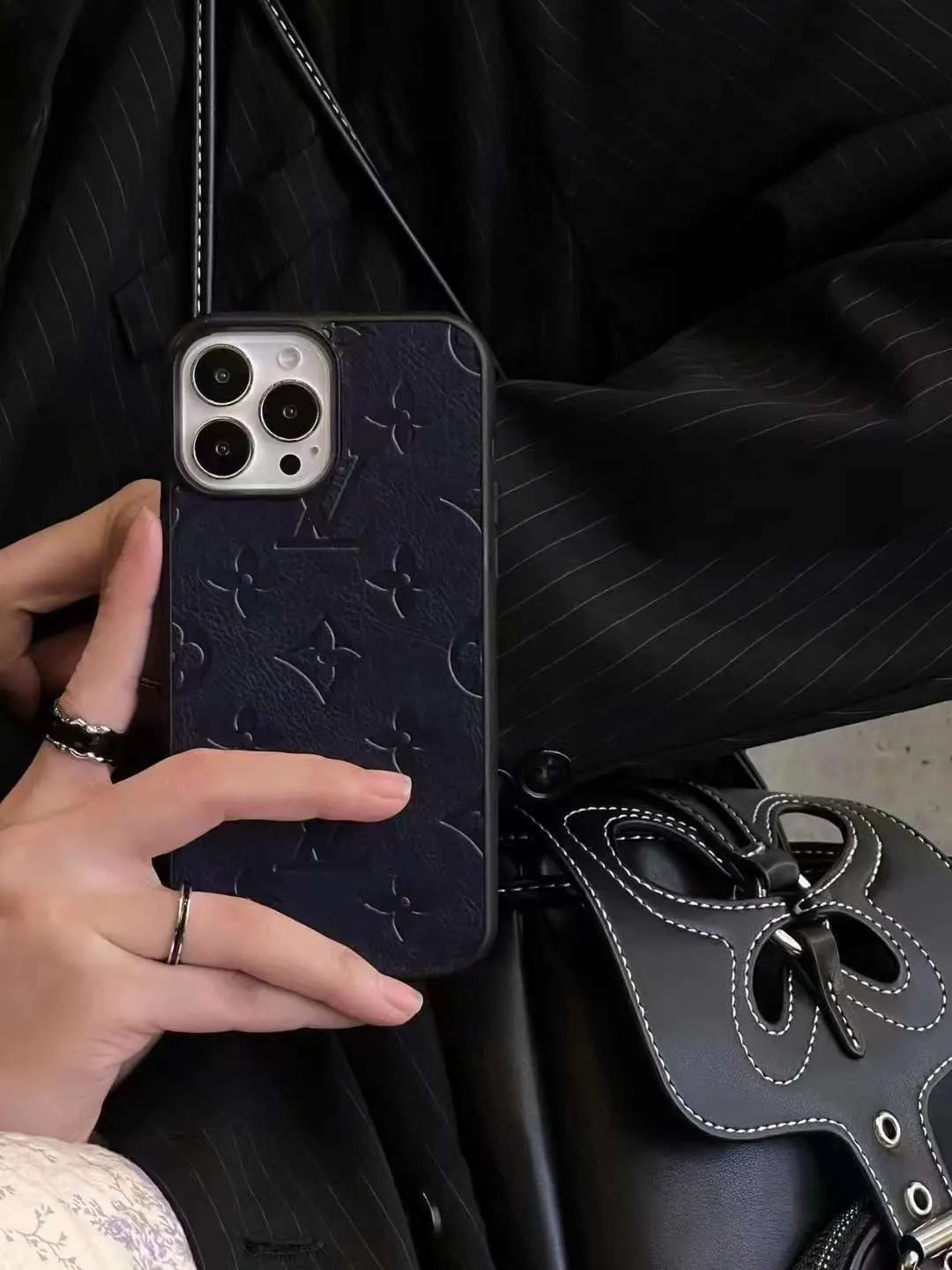 Leather Embossed Luxury Branded Silicon Case for iPhone