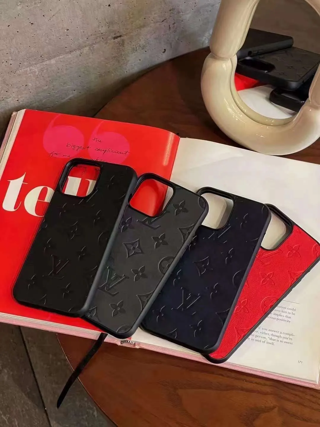 Leather Embossed Luxury Branded Silicon Case for iPhone