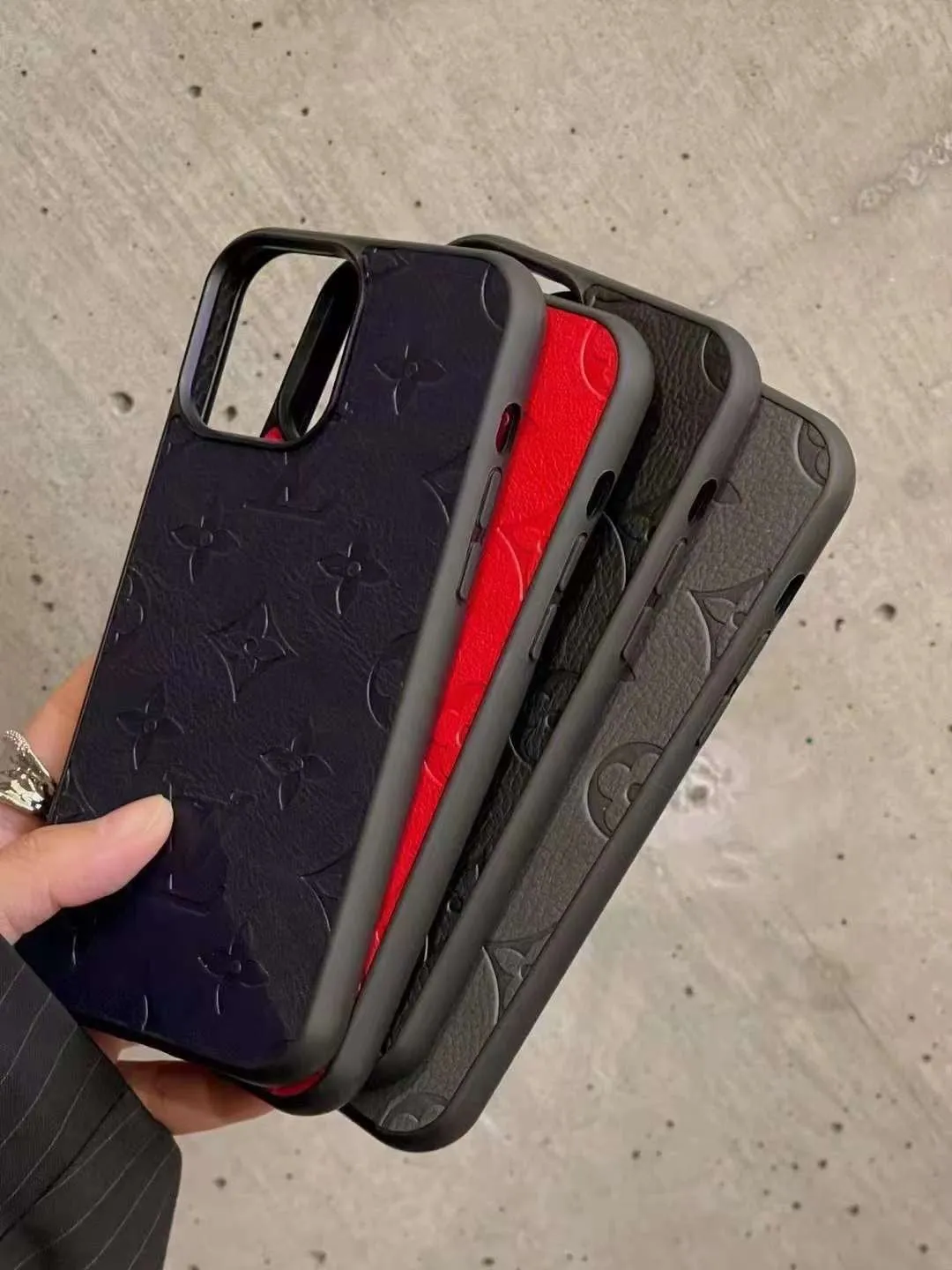 Leather Embossed Luxury Branded Silicon Case for iPhone