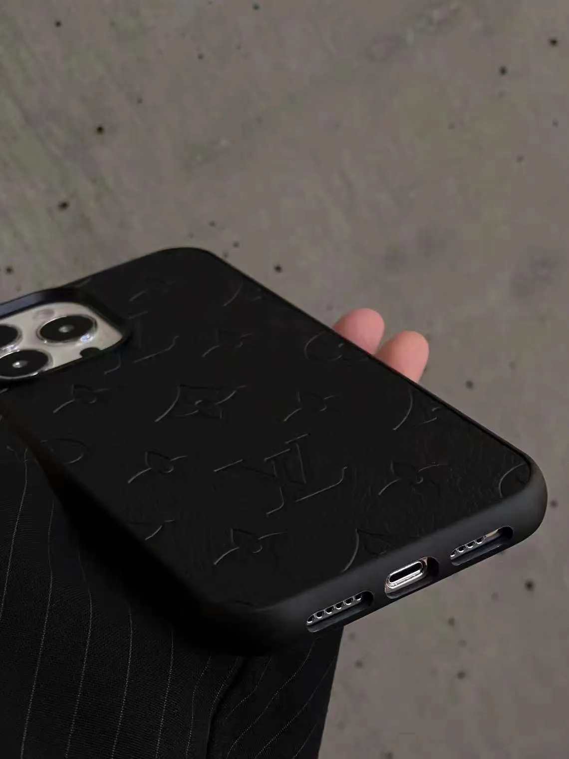 Leather Embossed Luxury Branded Silicon Case for iPhone