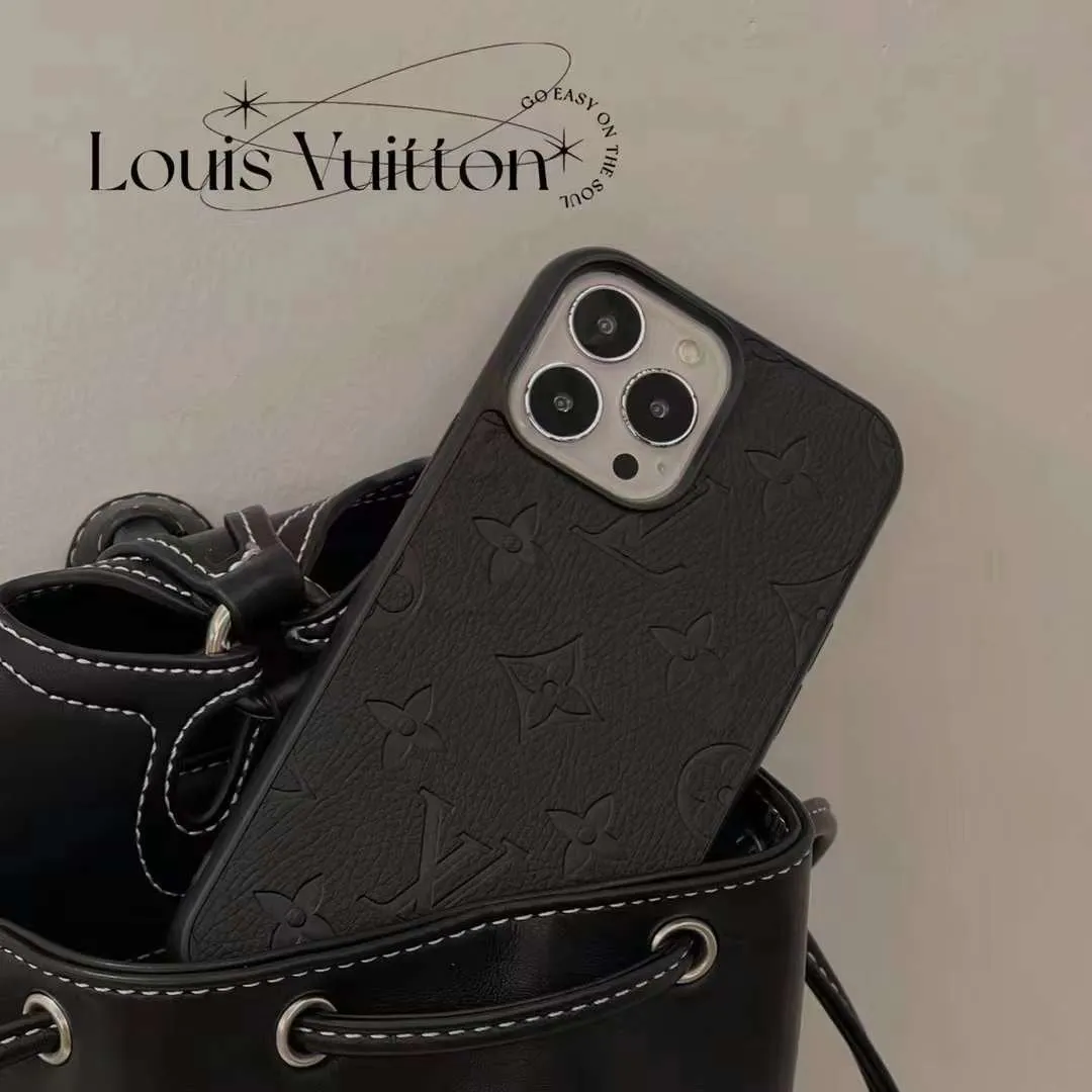 Leather Embossed Luxury Branded Silicon Case for iPhone