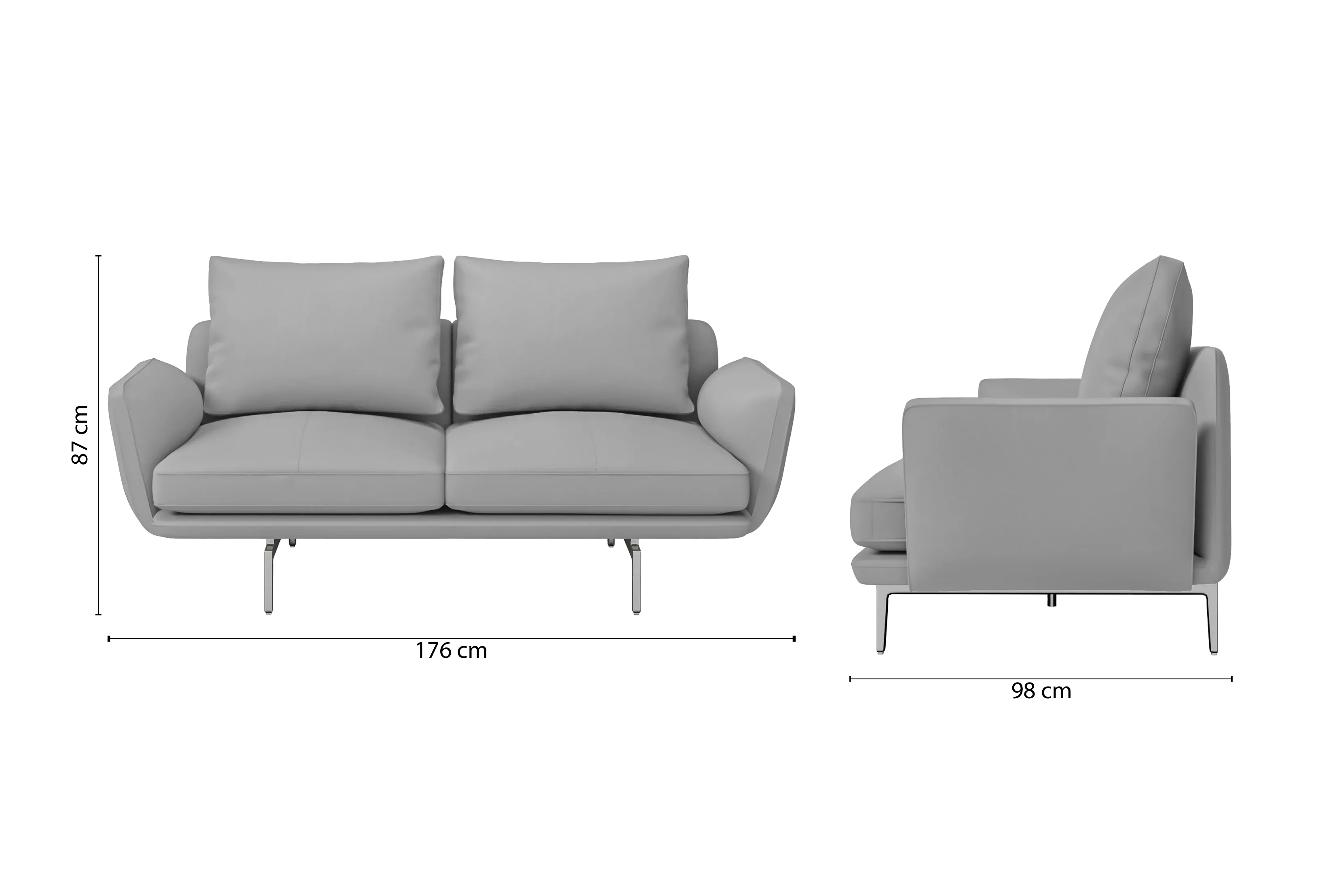 Legnano 2 Seater Sofa Grey Leather