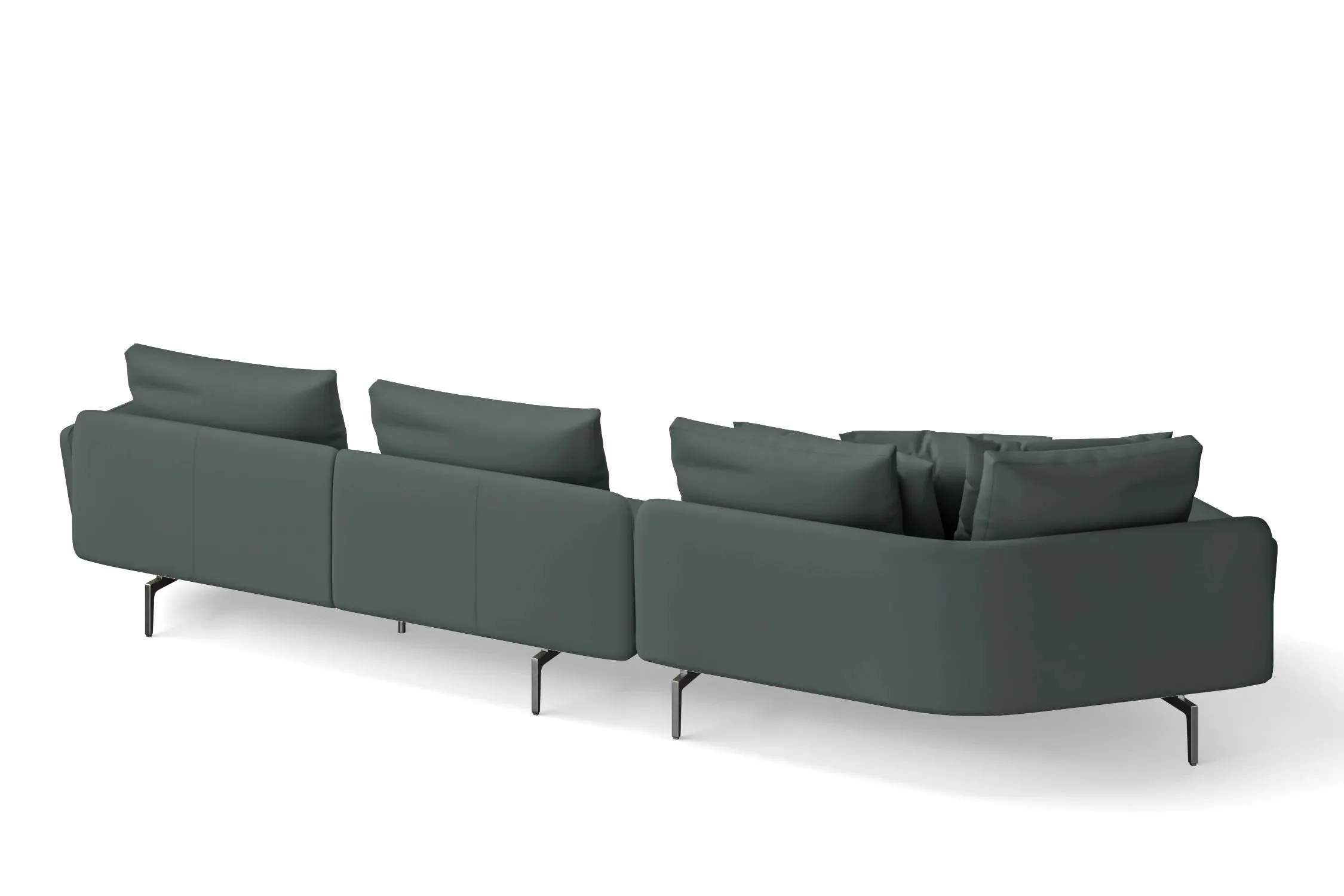 Legnano 4 Seater Left Hand Facing Chaise Lounge Corner Sofa Dusky Turquoise Leather