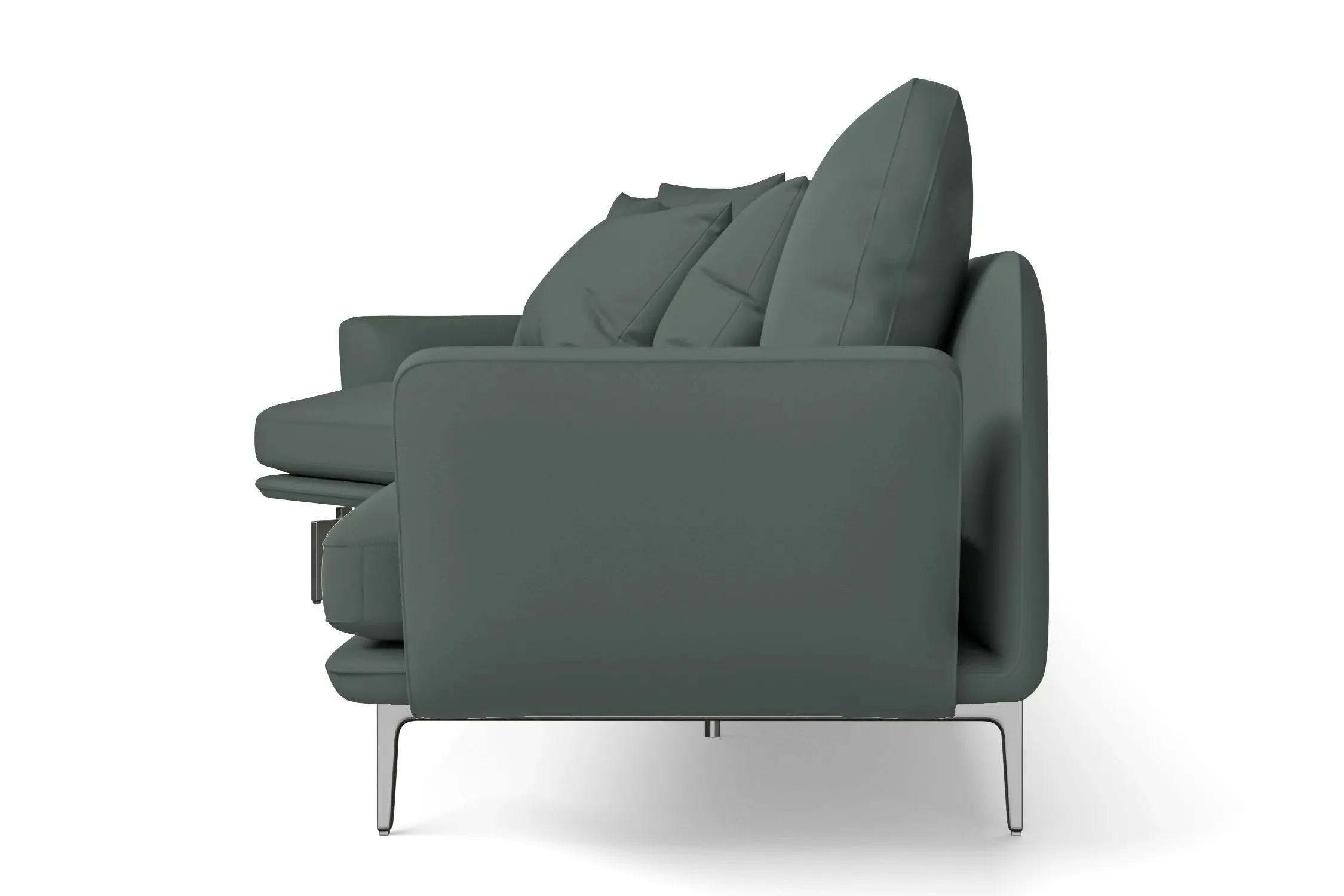 Legnano 4 Seater Left Hand Facing Chaise Lounge Corner Sofa Dusky Turquoise Leather