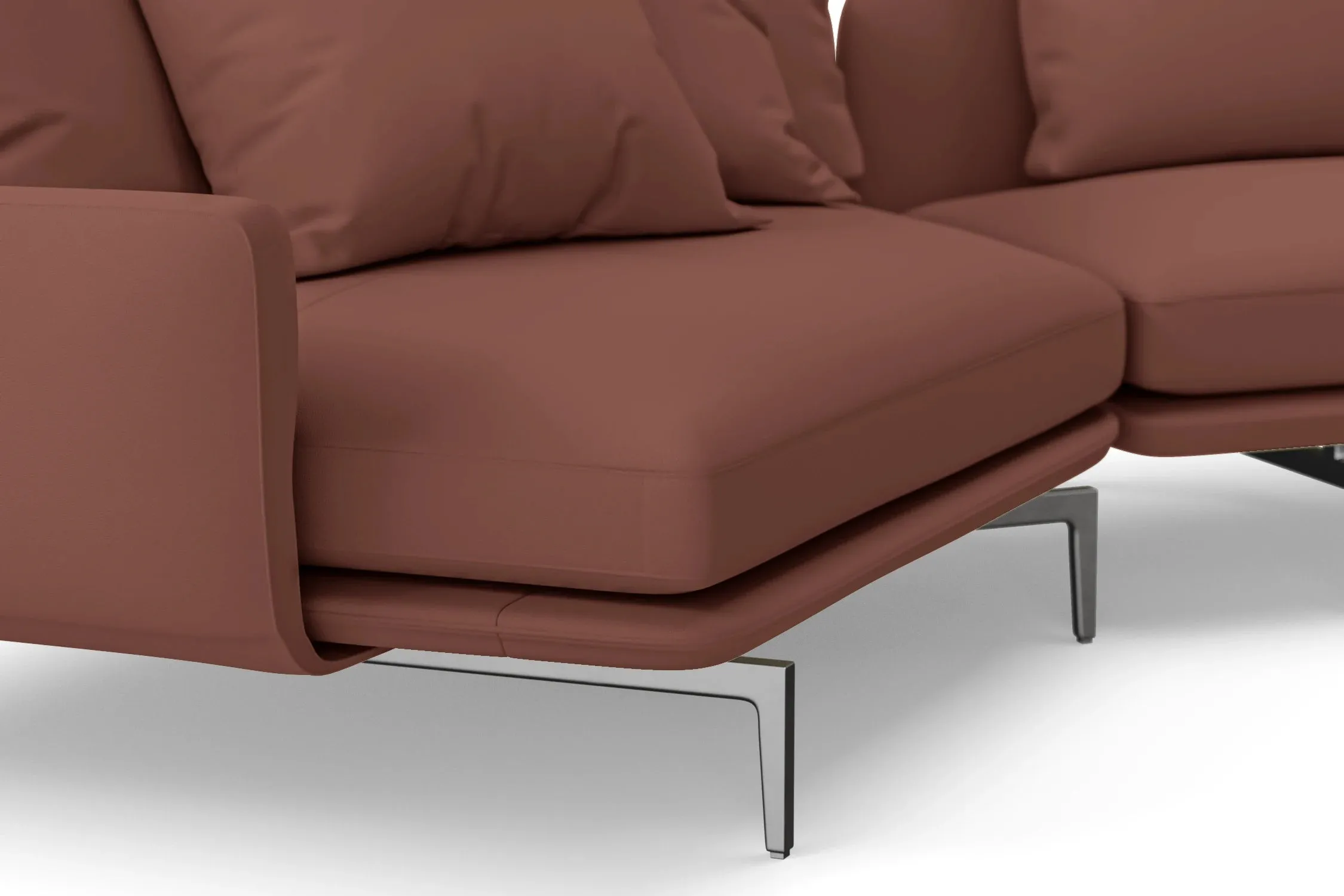 Legnano 4 Seater Left Hand Facing Chaise Lounge Corner Sofa Mauve Leather