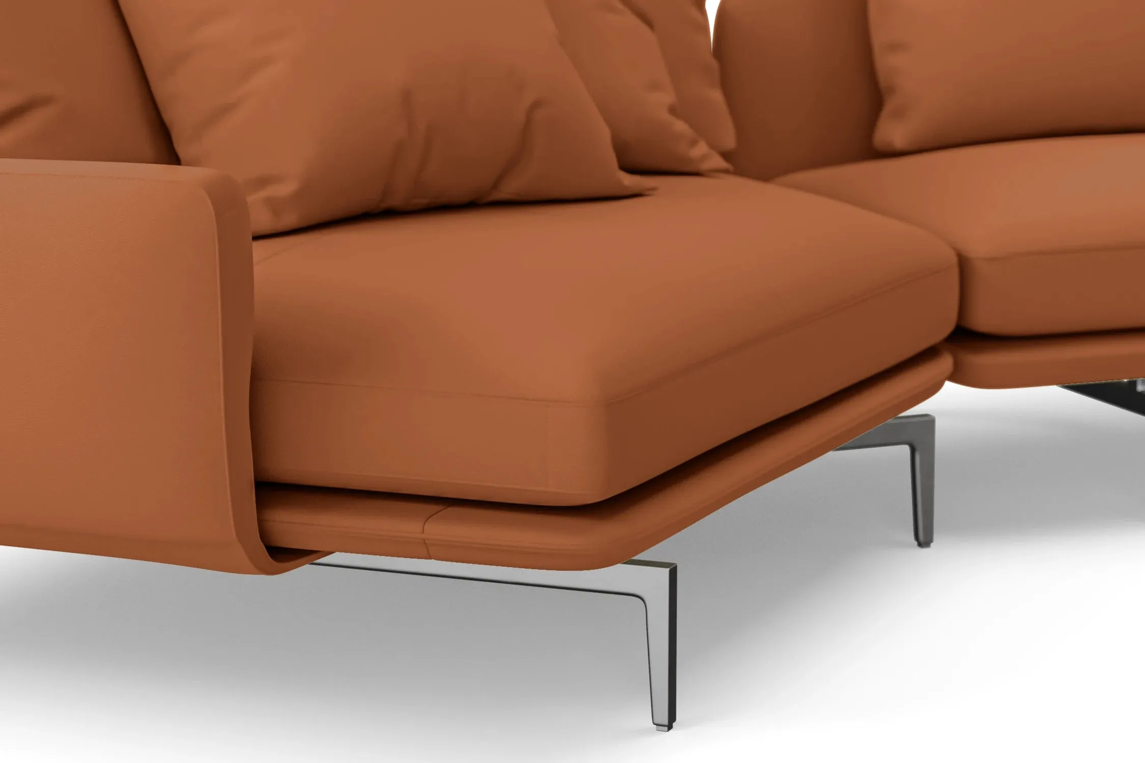 Legnano 4 Seater Left Hand Facing Chaise Lounge Corner Sofa Tan Brown Leather