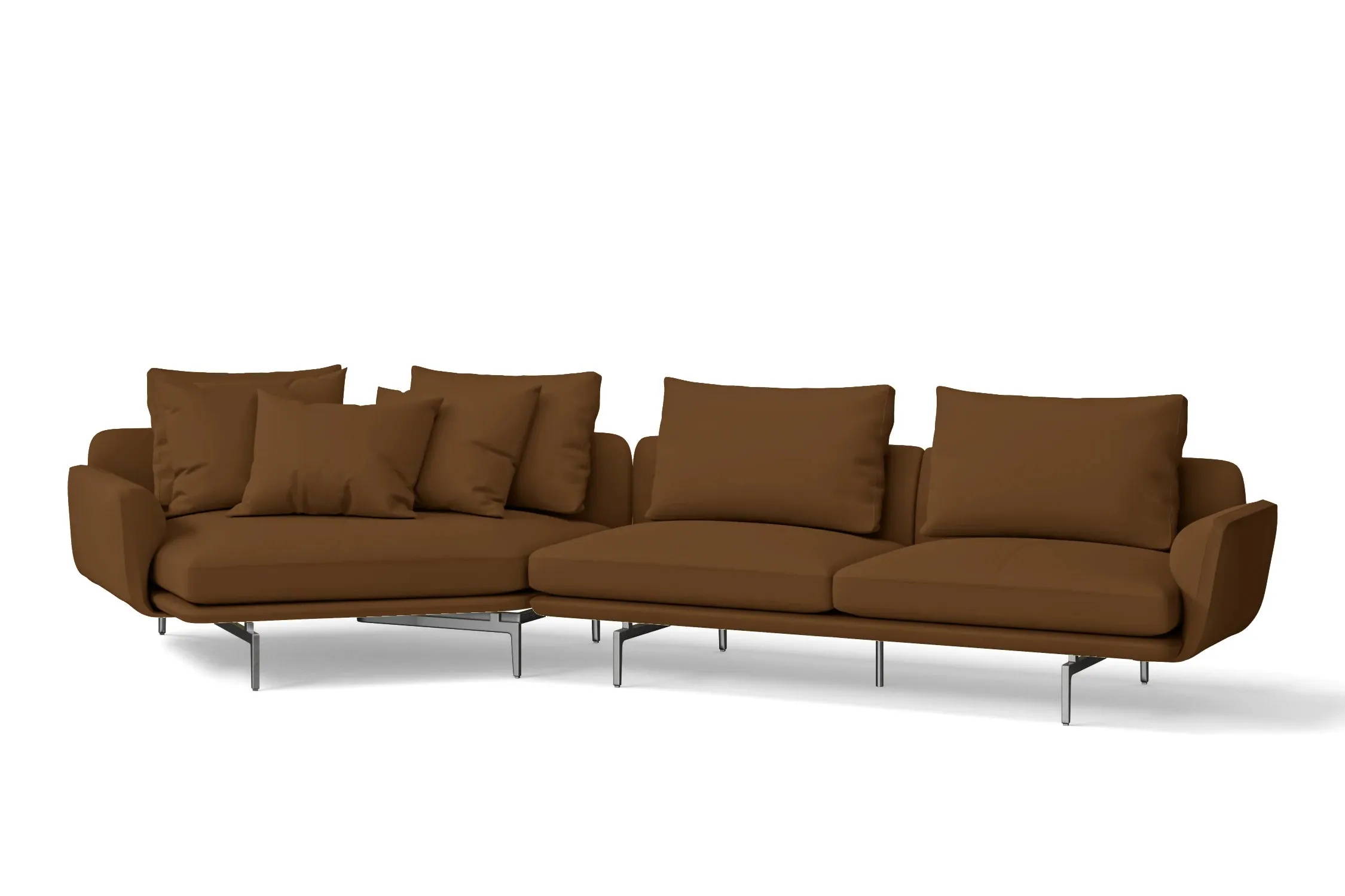 Legnano 4 Seater Left Hand Facing Chaise Lounge Corner Sofa Walnut Brown Leather