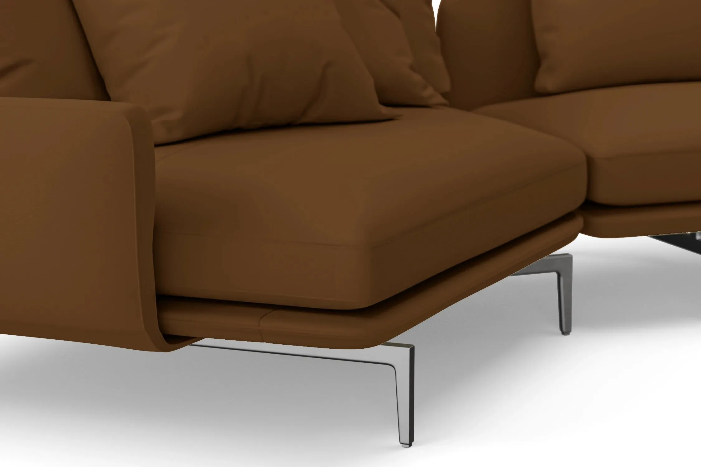 Legnano 4 Seater Left Hand Facing Chaise Lounge Corner Sofa Walnut Brown Leather