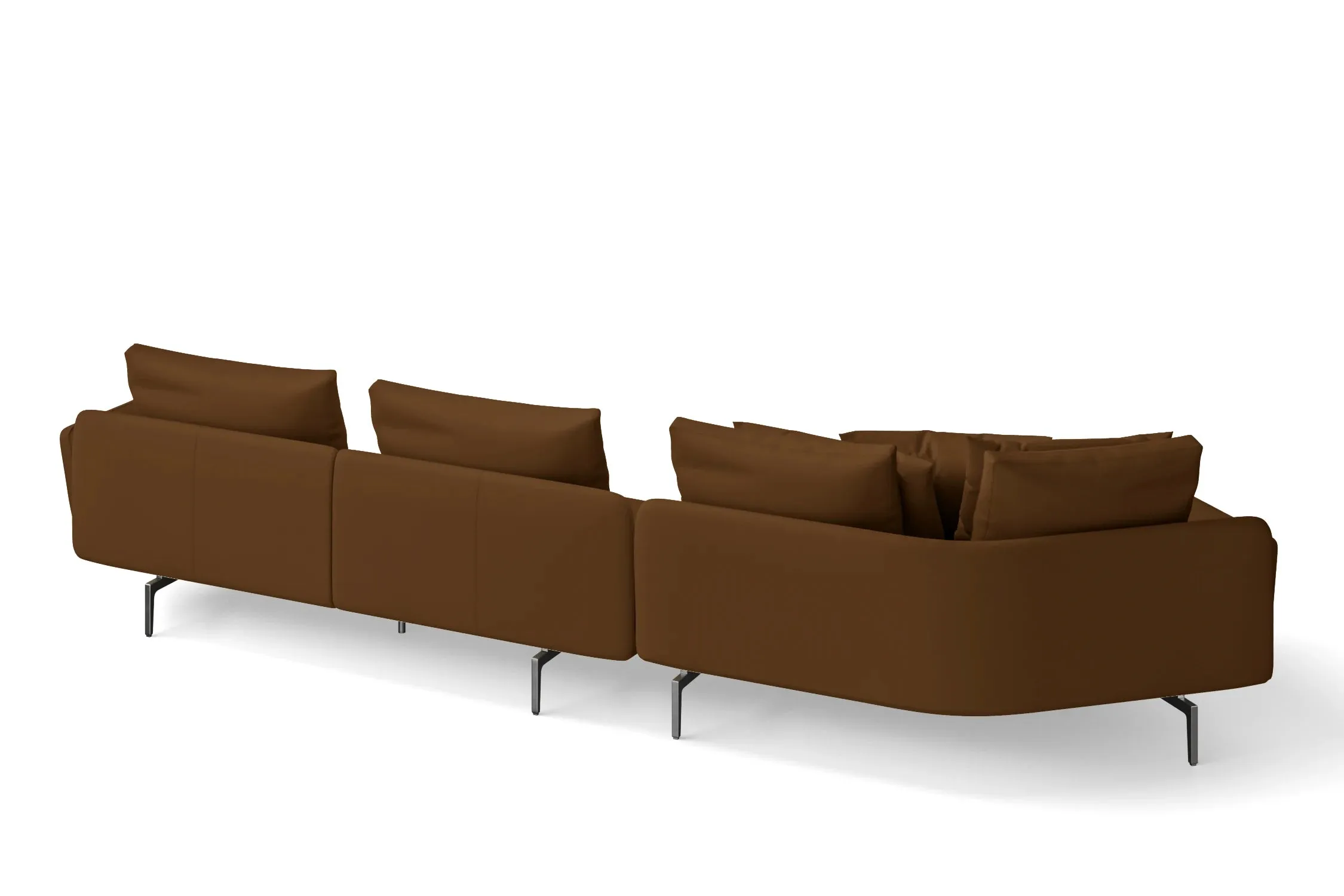 Legnano 4 Seater Left Hand Facing Chaise Lounge Corner Sofa Walnut Brown Leather
