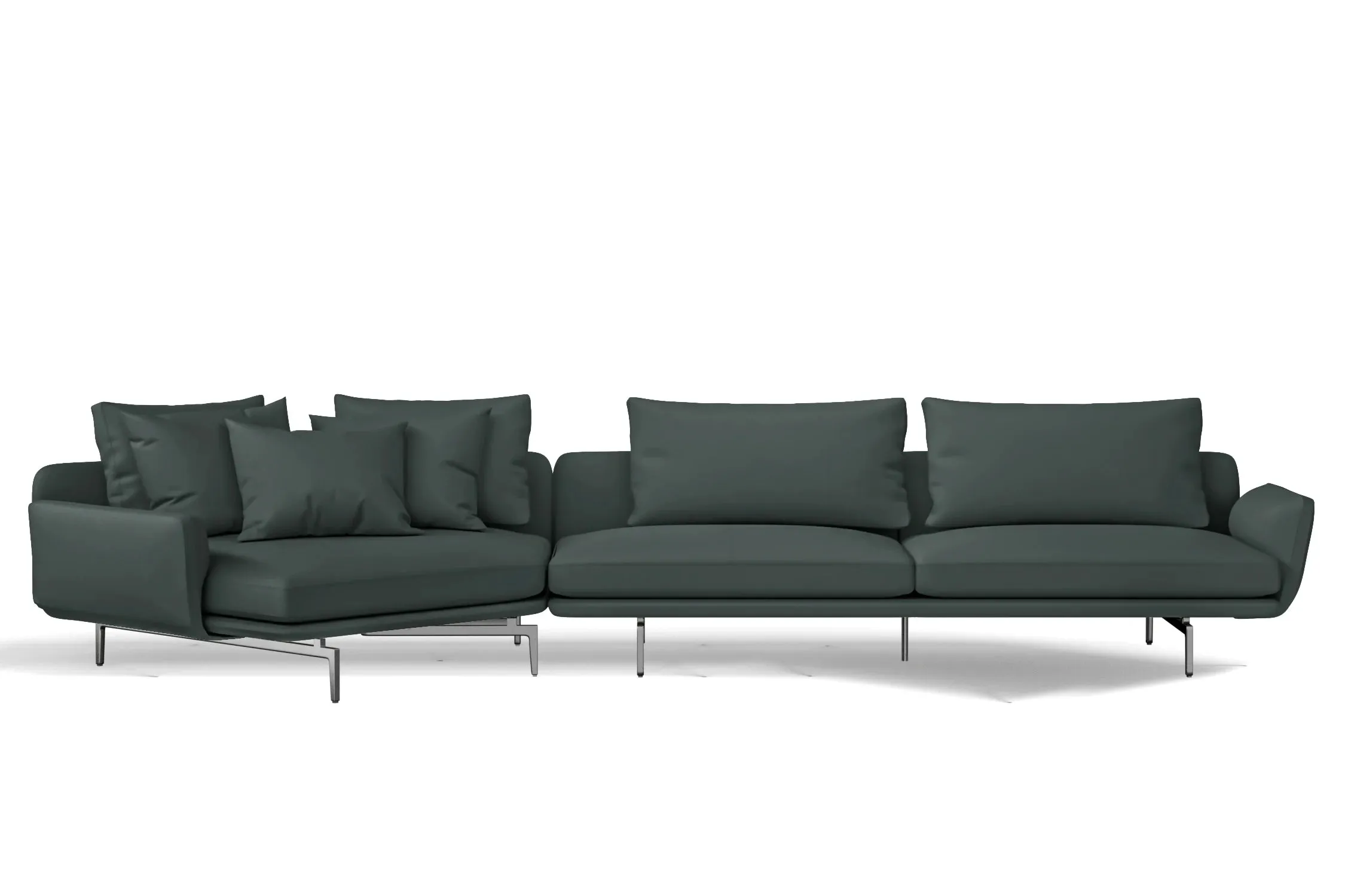 Legnano 5 Seater Left Hand Facing Chaise Lounge Corner Sofa Dusky Turquoise Leather