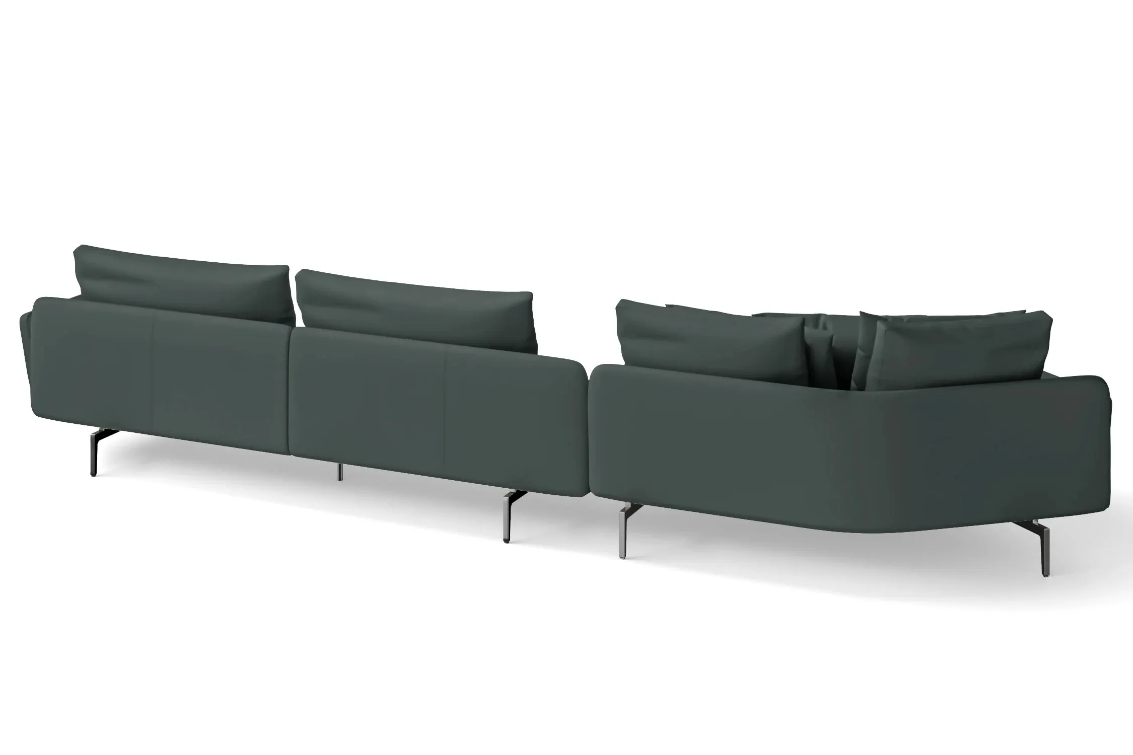 Legnano 5 Seater Left Hand Facing Chaise Lounge Corner Sofa Dusky Turquoise Leather