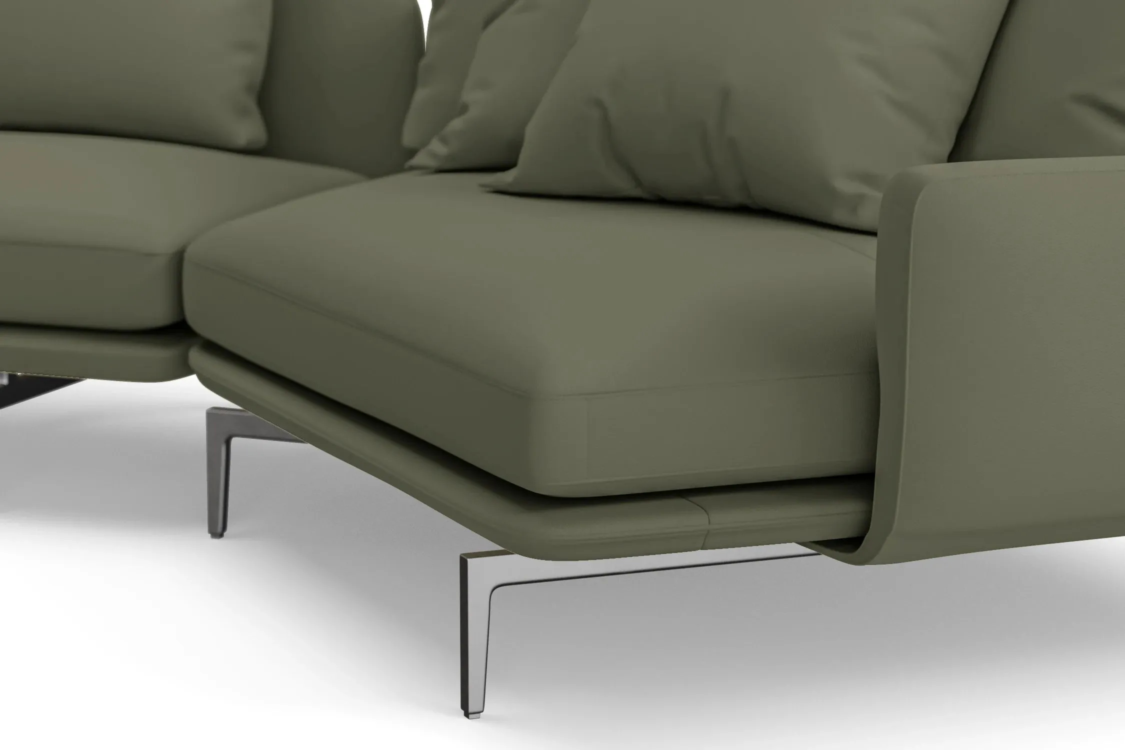 Legnano 5 Seater Right Hand Facing Chaise Lounge Corner Sofa Sage Leather