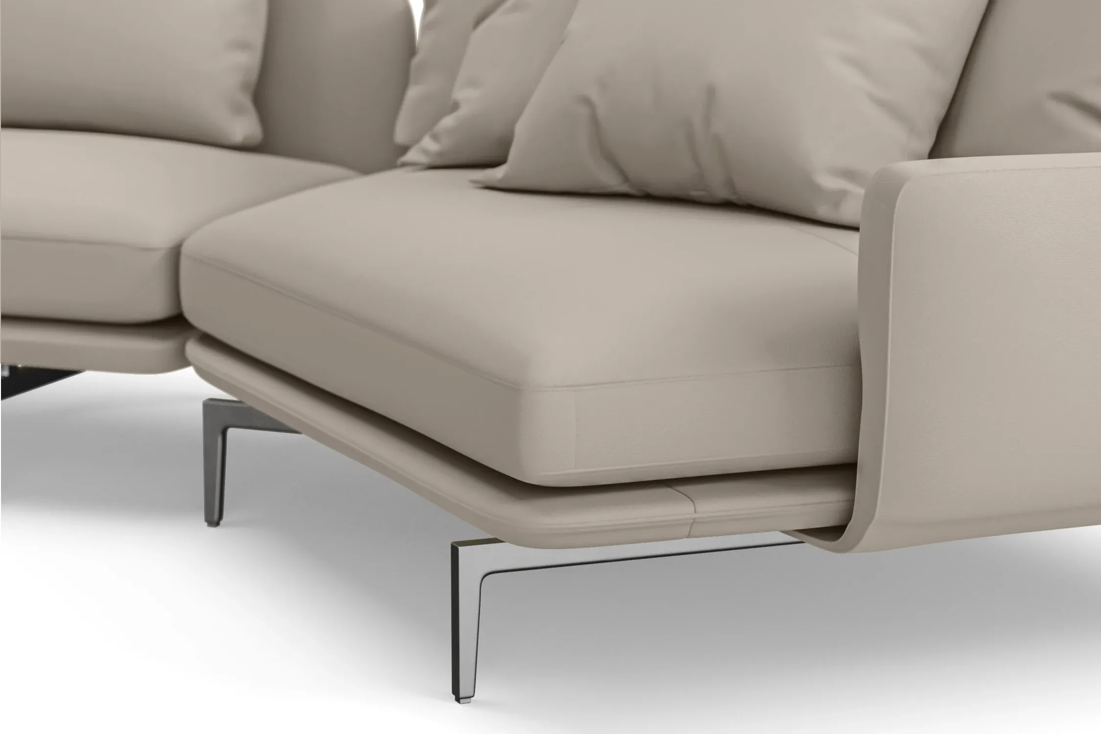 Legnano 5 Seater Right Hand Facing Chaise Lounge Corner Sofa Sand Leather