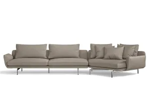 Legnano 5 Seater Right Hand Facing Chaise Lounge Corner Sofa Sand Leather