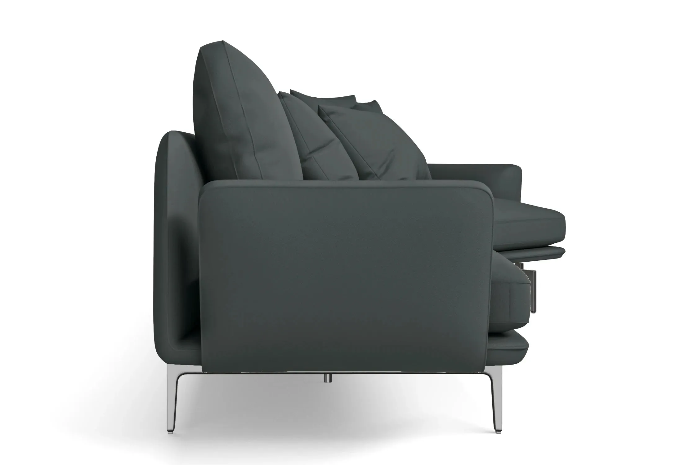 Legnano 5 Seater Right Hand Facing Chaise Lounge Corner Sofa Slate Leather
