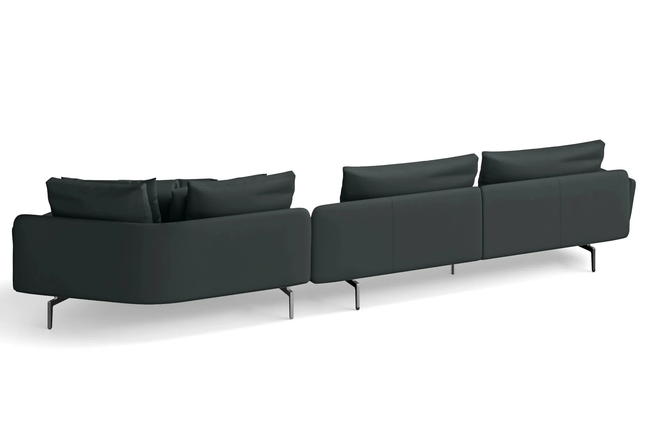 Legnano 5 Seater Right Hand Facing Chaise Lounge Corner Sofa Slate Leather