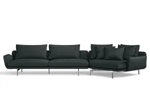 Legnano 5 Seater Right Hand Facing Chaise Lounge Corner Sofa Slate Leather