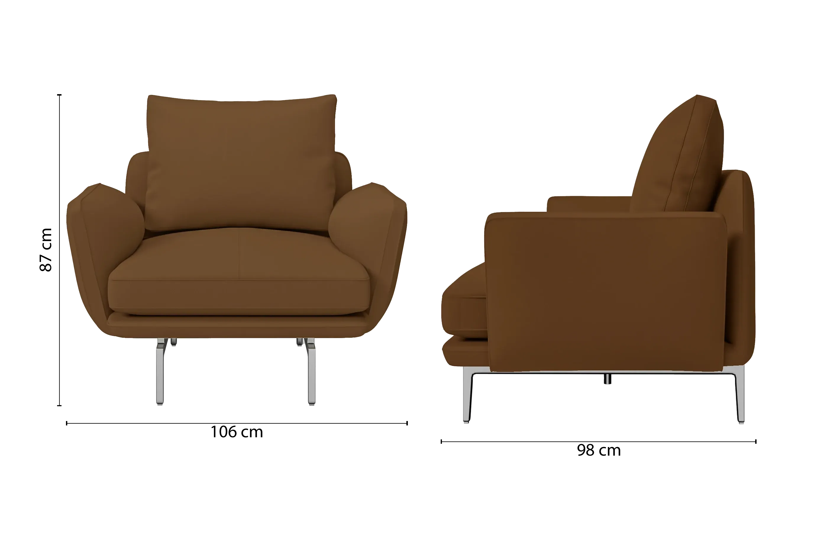 Legnano Armchair Walnut Brown Leather