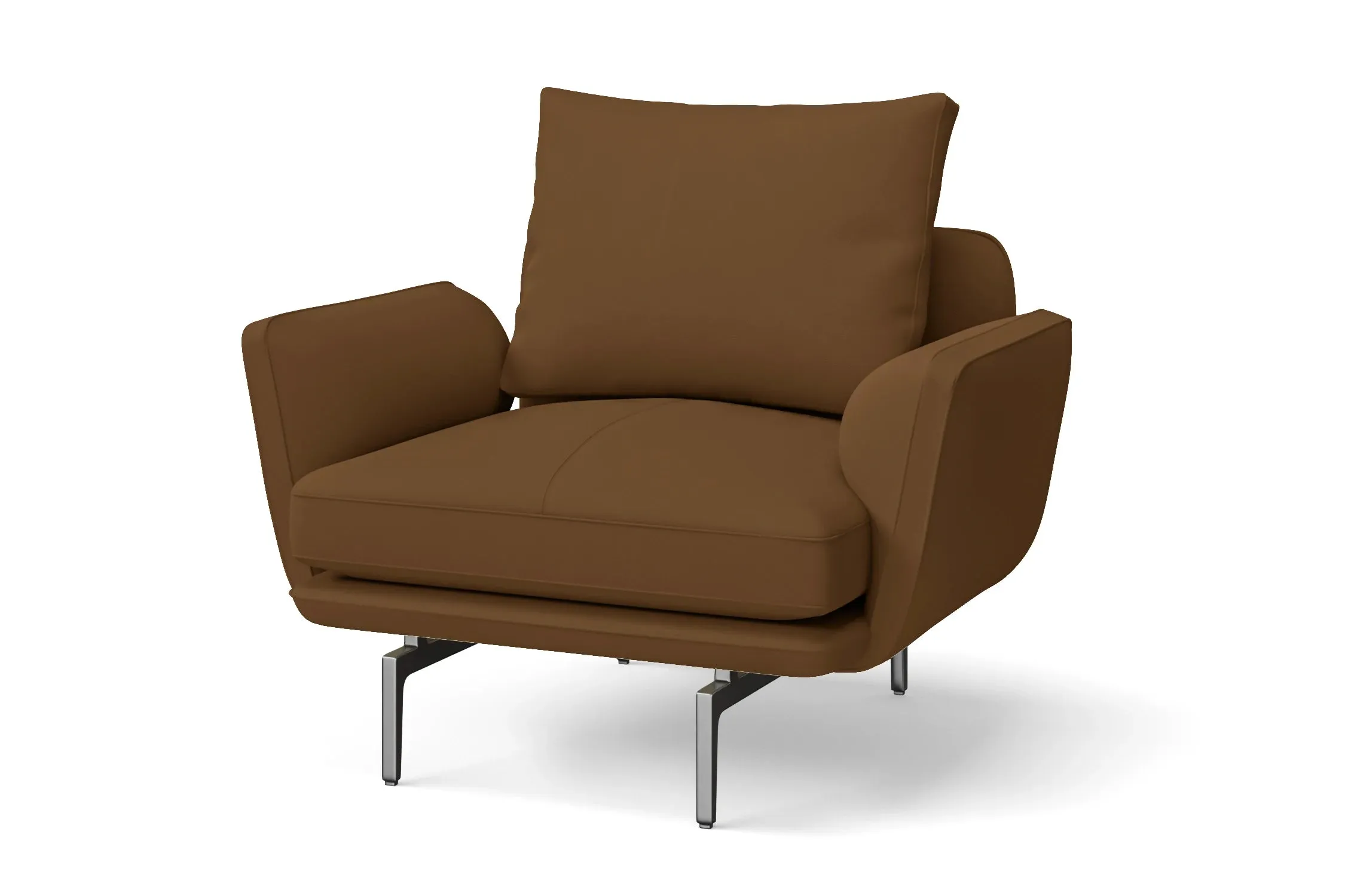 Legnano Armchair Walnut Brown Leather
