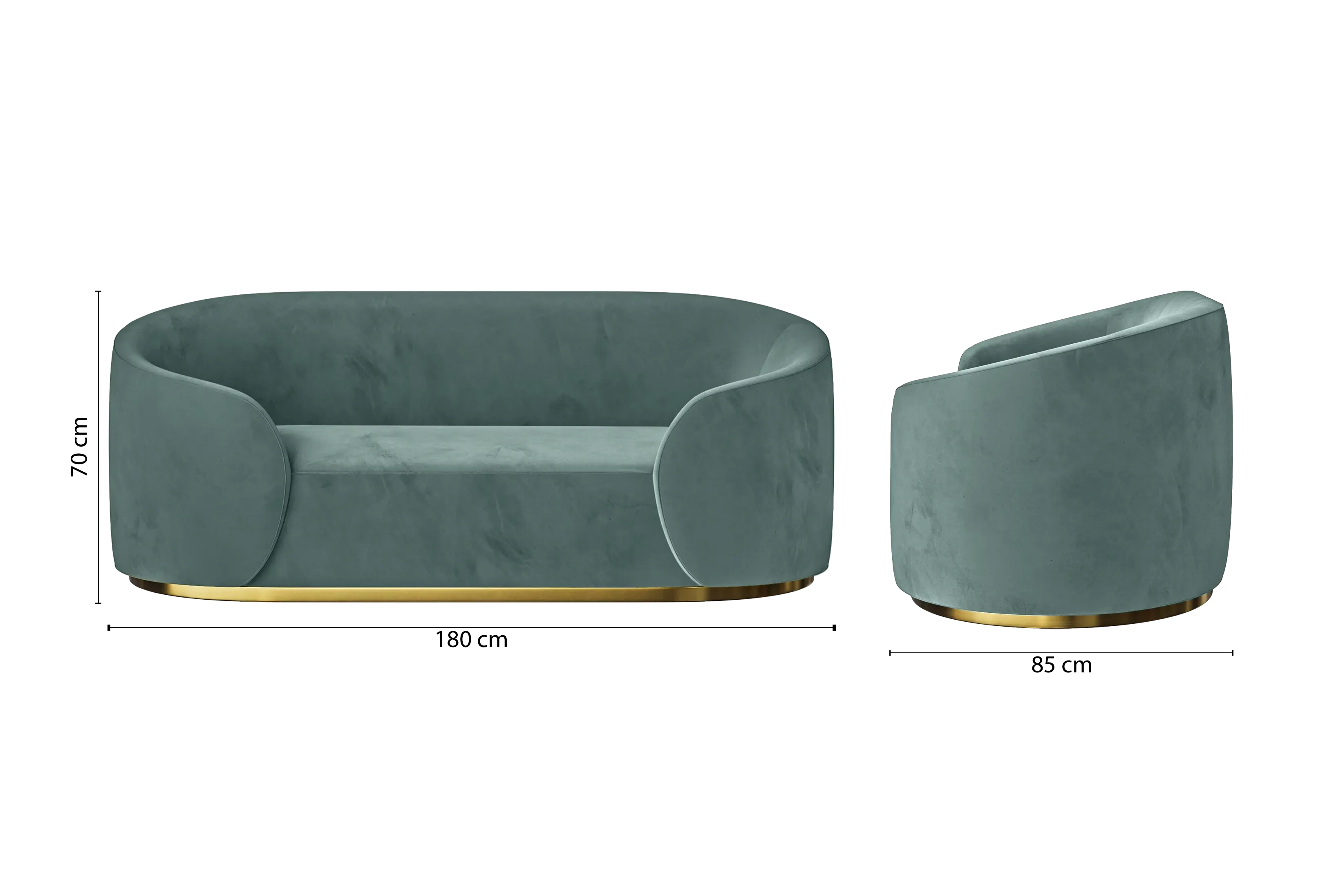 Livorno 2 Seater Sofa Teal Velvet