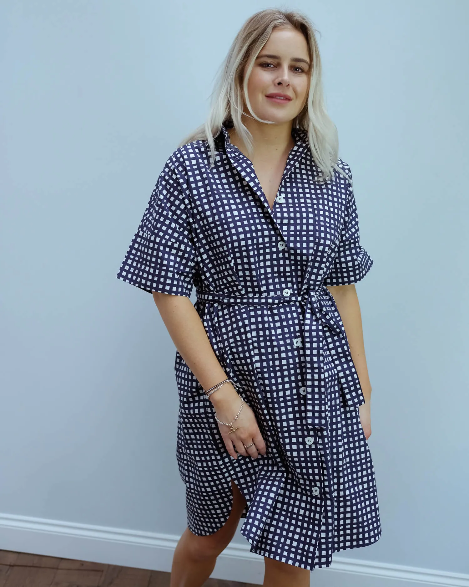 LOR Ni checked dress in navy