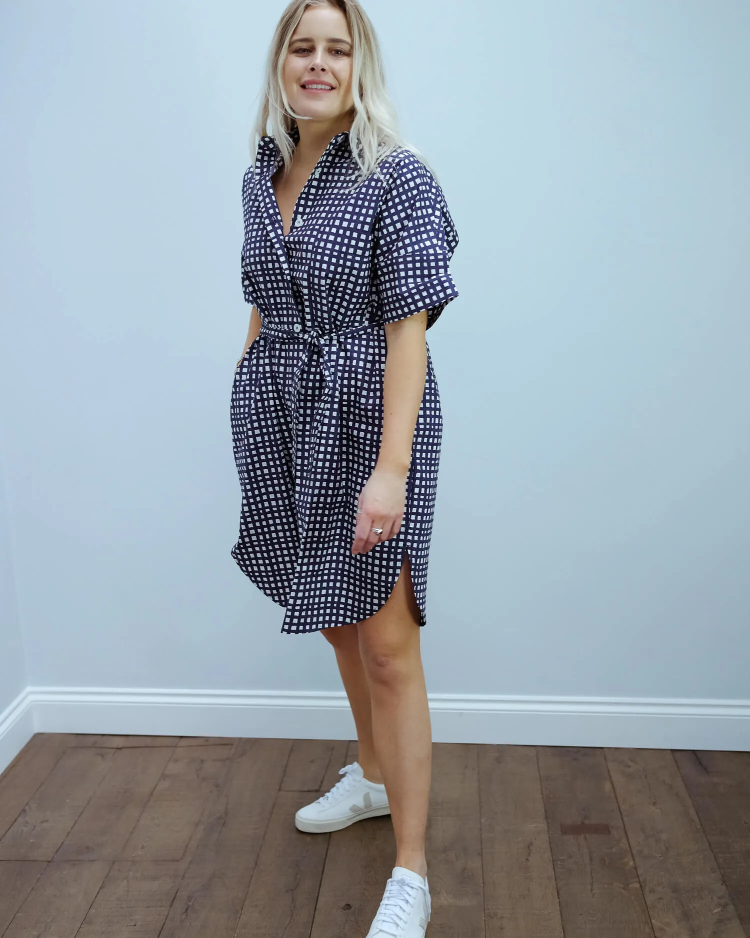 LOR Ni checked dress in navy