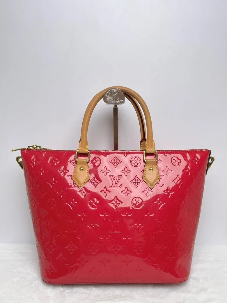 Louis Vuitton Bellevue Red Monogram Vernis Leather Handbag Medium