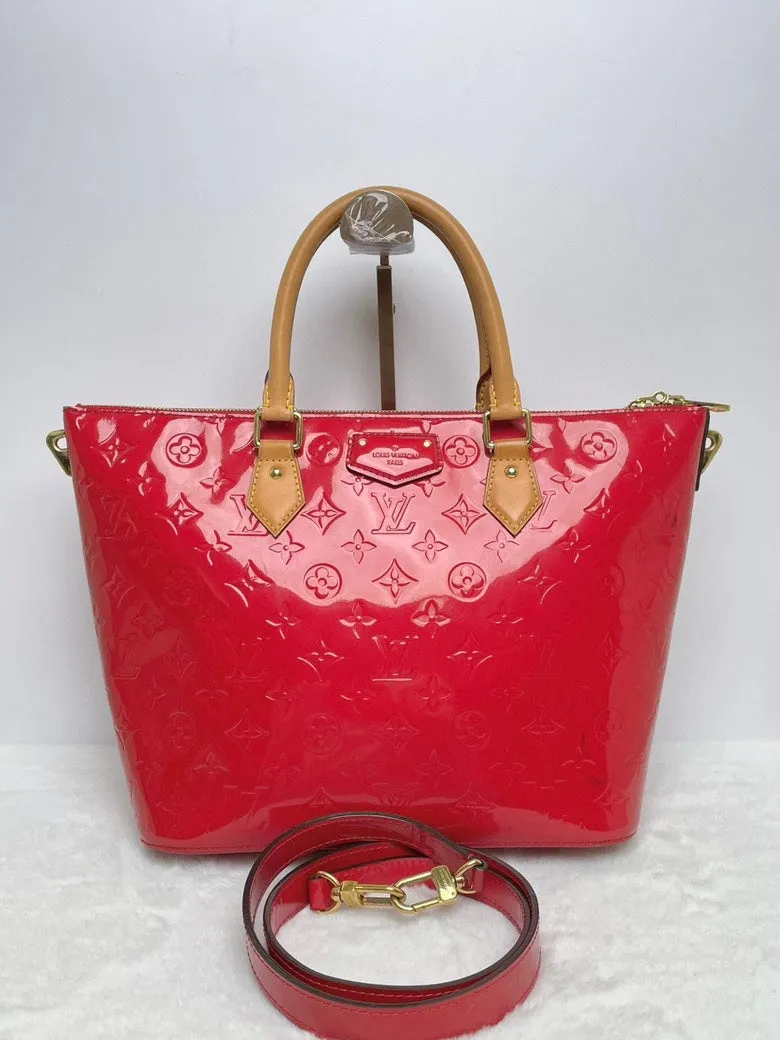 Louis Vuitton Bellevue Red Monogram Vernis Leather Handbag Medium