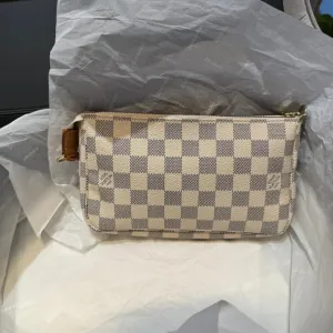 Louis Vuitton Damier Azur Canvas Pochette Bag Brown Small
